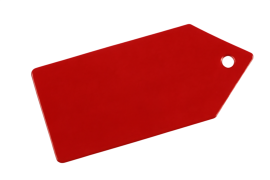 Bright red paper tag with hole isolated on a transparent background red tag price tag