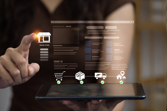 End-to-end ecommerce fulfillment process on digital tablet