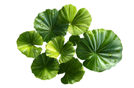  green lily pad leaves, transparent background PNG 
