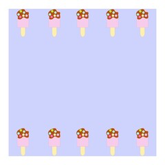 Colorful popsicle frame on a purple and white background
