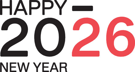 Modern 2026 New Year Number Design  PNG and Vector Illustration