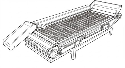 Conveyor Belt System Isometric View Technical Drawing