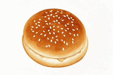 Golden Bun Glow Bun Bread isolated watercolor vector illustration svg