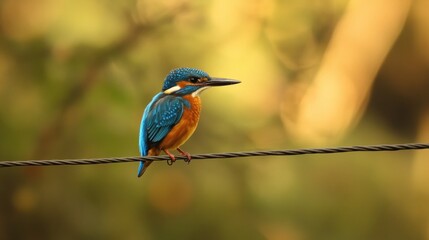 Fototapeta premium Serene Kingfisher on Wire