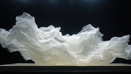 White fabric drapes, abstract form