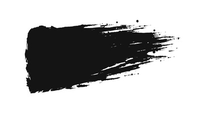 Fototapeta premium A dark expressive brush stroke with a gritty texture and scattered dots isolated on white background