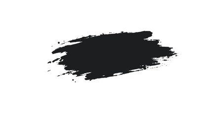 Fototapeta premium A dark textured brush mark with scattered ink splatters isolated on white background