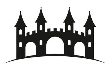 Obraz premium Black Silhouette Castle Illustration on White Background