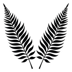 Fototapeta premium simple natural design fern frond silhouette, black, white isolated vector botanical illustration nature plant leaf design