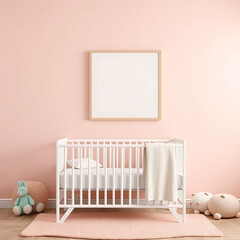 blank canvas mockup for kids room elegant portrait display cheerful pastel wall decor featuring plush toys whimsical children theme imaginative interior design for nursery or playroom high quality 3d 