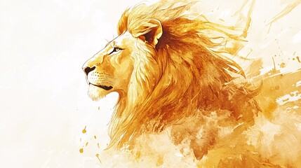 Majestic lion portrait in warm tones.