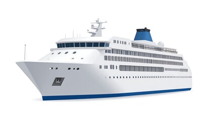 White cruise ship, angled view