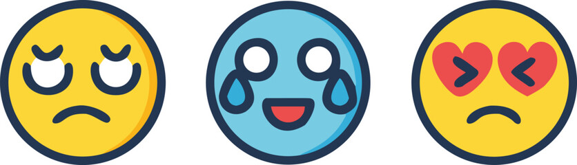 vector illustration of a set of abstract emoji happy