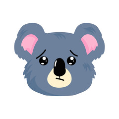 koala expression different cartoon illustration stock. animal heads cartoon background for baby textile, wrapping paper, wallpaper, fabric and more. Vector illustration. emoticon, sticker