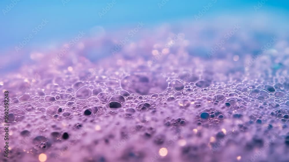 Aufkleber vibrant abstract macro shot of shimmering purple foam and bubbles. a mesmerizing texture of suds aga