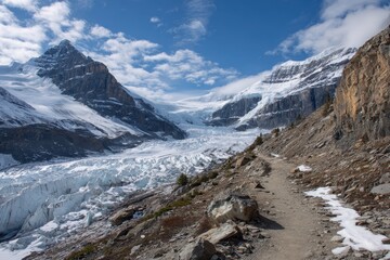 Trail encircled by glaciers