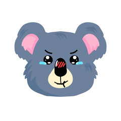 koala expression different cartoon illustration stock. animal heads cartoon background for baby textile, wrapping paper, wallpaper, fabric and more. Vector illustration. emoticon, sticker