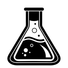 Clean science lab beaker with liquid and bubbles for experiments and research in vector format perfect for presentations and education