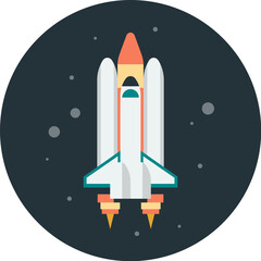 Obraz premium Stylized illustration of modern city buildings in a circular graphic design.