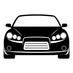 Sleek front view of modern car, a classic design, perfect for transportation themes, automotive projects or a clean vehicle presentation