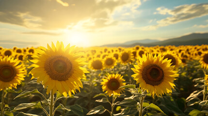 Obraz premium sunflower field with blue sky