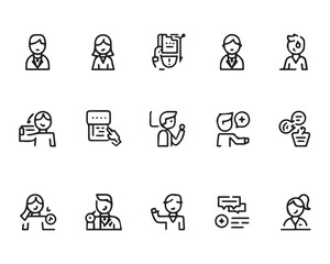 Fototapeta premium Business professionals interacting with technology and each other people icons