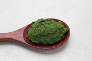 Wolffia,water meal, the world’s smallest flowering plant, edible and rich in protein.