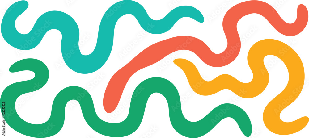 Poster vector art of abstract wavy lines in vibrant colors isolated on transparent background.