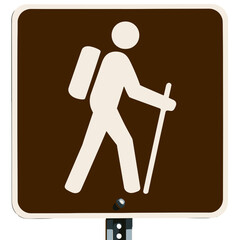 Hiking trail sign indicating path for outdoor enthusiasts in a natural area