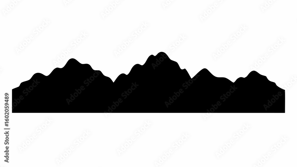 Aufkleber silhouette of a mountain range with several peaks against a white background creating a stark contra