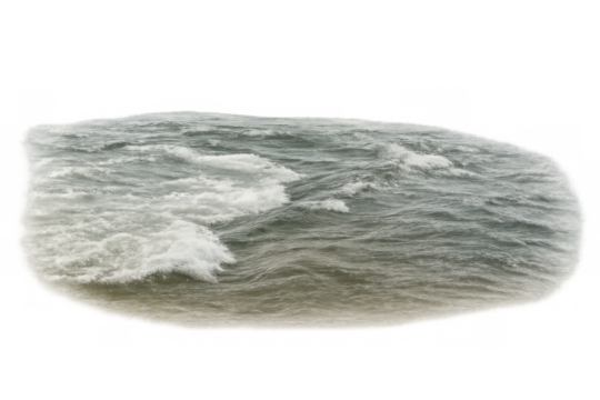 Ocean waves crashing and creating white foam with transparent background, ideal for graphic projects related to water, nature, and the sea