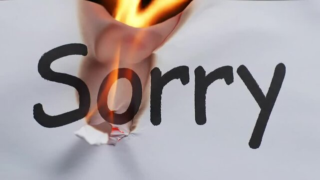 Burning Apology Watch "Sorry" Go Up in Flames