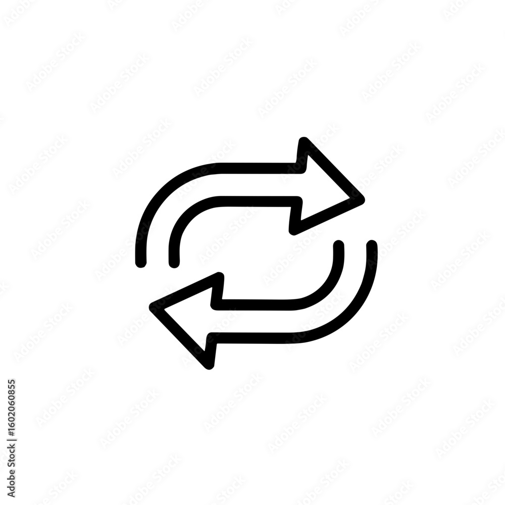 Poster refreshing icon with arrows for data exchange in minimal style