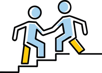 Colored Assistance Icon. Vector Illustration of a Man Helping Another Man Climb a Ladder. Business and Teamwork Concept
