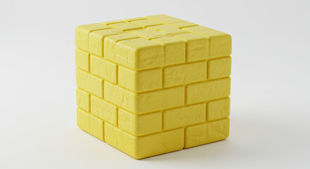 Yellow Brick Cube Block Toy Object.