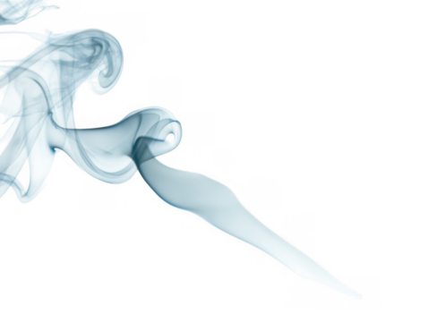 Ethereal blue smoke wisps swirling gracefully isolated on transparent background