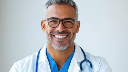 Confident and smiling male doctor portrait healthcare professional stock photo.