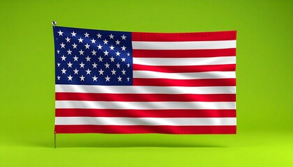 Obraz premium Isolated American flag image over a soft light green modern backdrop