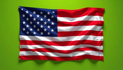 Fototapeta premium Clean light green background with isolated USA flag waving proudly