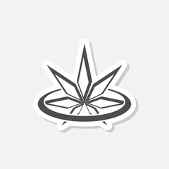Marijuana cannabis icon sticker isolated on gray background