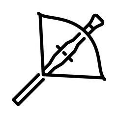 Crossbow outline icon. archer black line illustration.