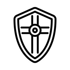 War Shield outline icon. defense black line illustration.