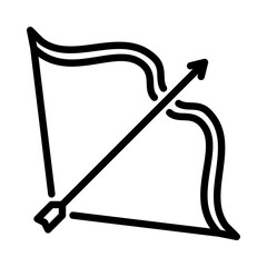 Bow outline icon. archer black line illustration.