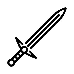 Sword outline icon. combat weapon black line illustration.