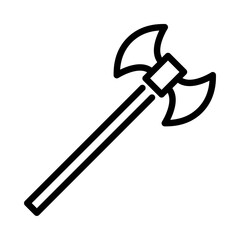 Long Axe outline icon. medieval axe black line illustration.
