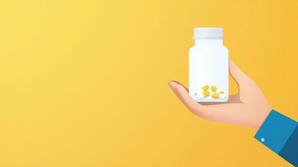 Hand holding medicine bottle healthcare and wellness concept
