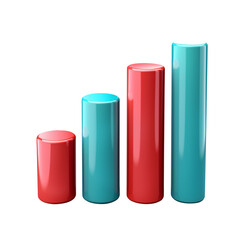 trading bar chart element in green and red, stylized 3D flat design, matte surface, isolated on white background, finance stock illustration