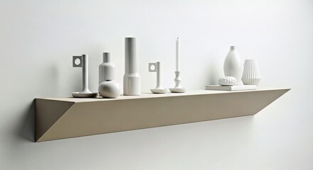 Aesthetic Beige Shelf with Pristine White Product Arrangement