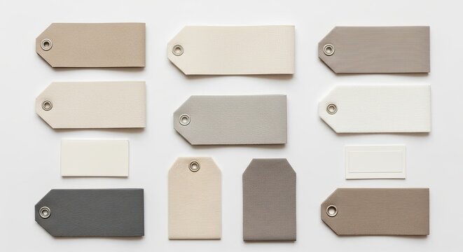 Clean Blank Textile Tags with Natural Neutral Hues