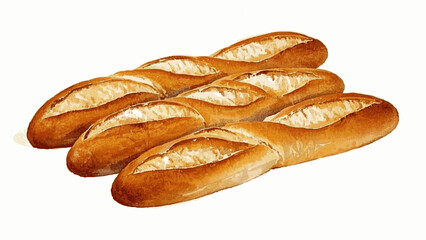 Watercolor Baguette Bread Baguette isolated watercolor vector illustration svg